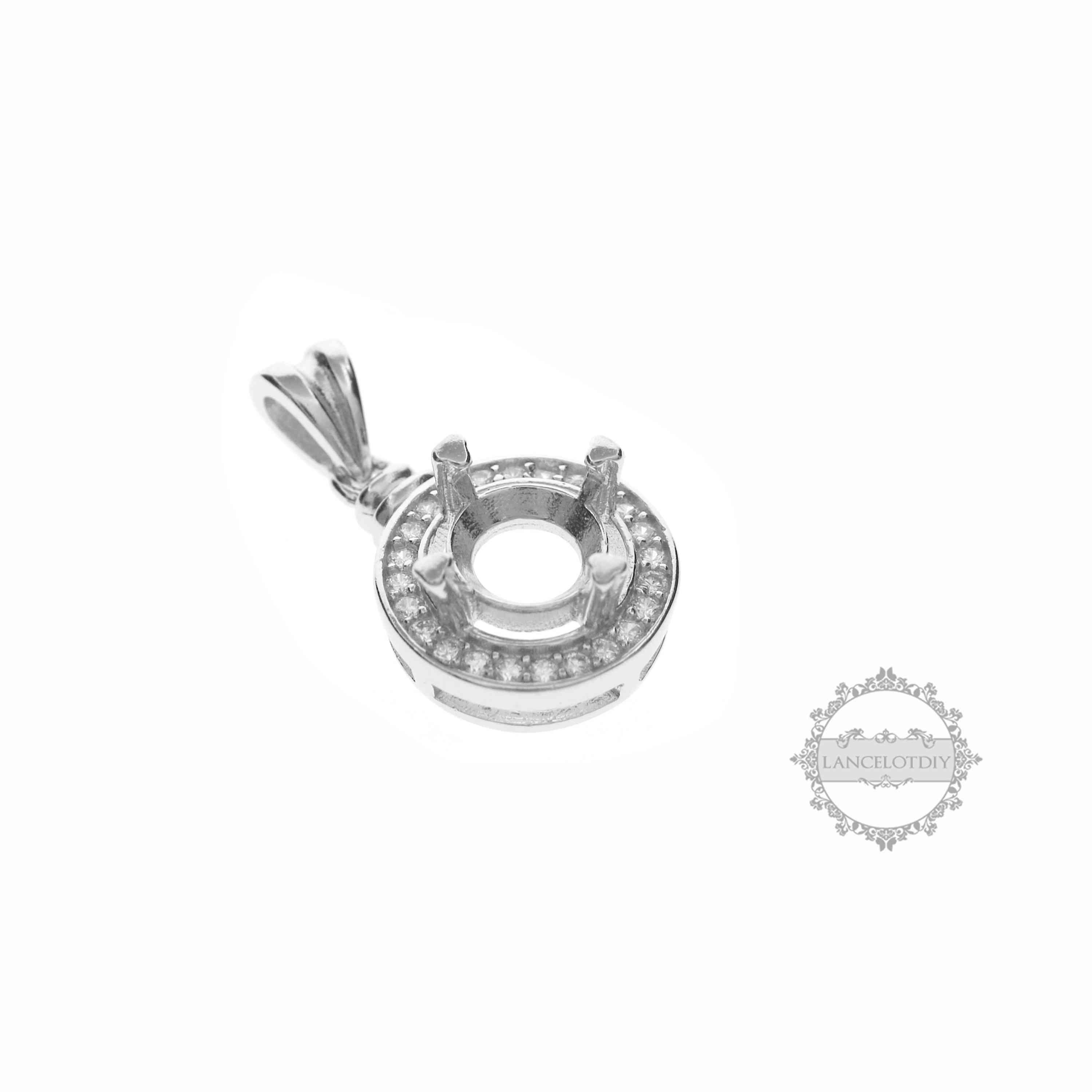 1Pcs 5-9MM Round Prong Bezel Settings For Gems Cz Stone Solid 925 Sterling Silver DIY Pendant Charm Tray 1411213 - Click Image to Close